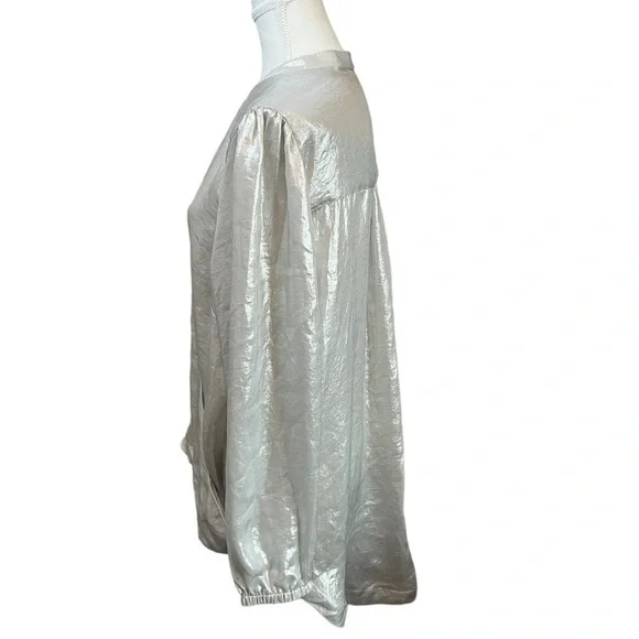 Melissa McCarthy x Seven7 Metallic Long Sleeve Faux Wrap Blouse Size 0X BNWT - Picture 2 of 7